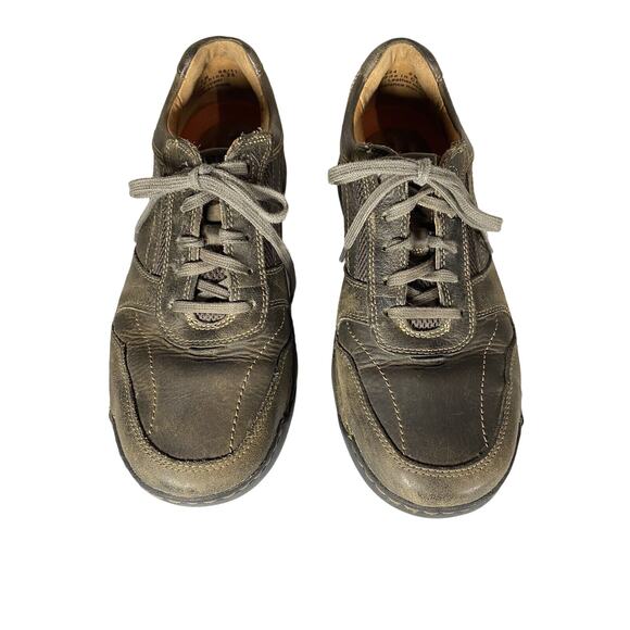 Clarks Unstructured Shoes Men Size 9M Brown Leather Low Top‎ Lace Up Vented - Picture 1 of 10